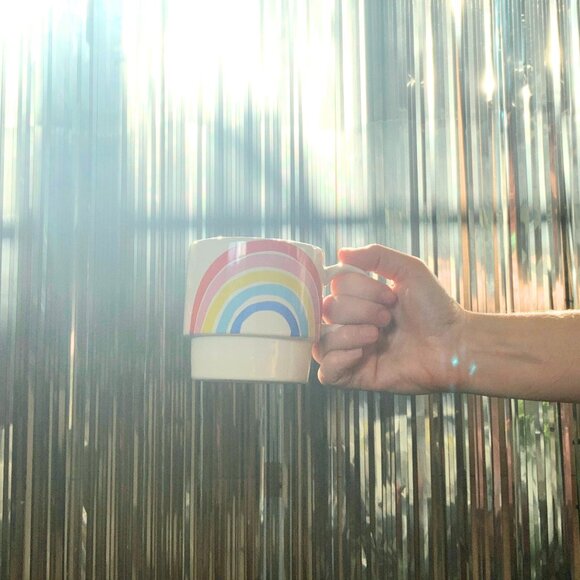 Set of 2 NWT Rainbow Stacking Mugs | Ceramic Mug Set 70s Pride Gift - Picture 6 of 11